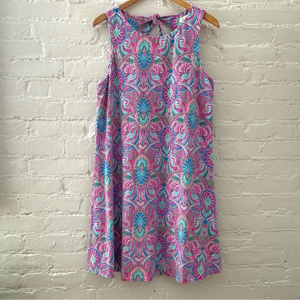 Cynthia Rowley Dress Pink Blue Paisley Print Sleeveless A-Line Golf Tennis Sz L